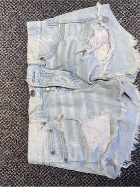 American Eagle Outfitters Light Blue Distressed Denim Jean Shorts